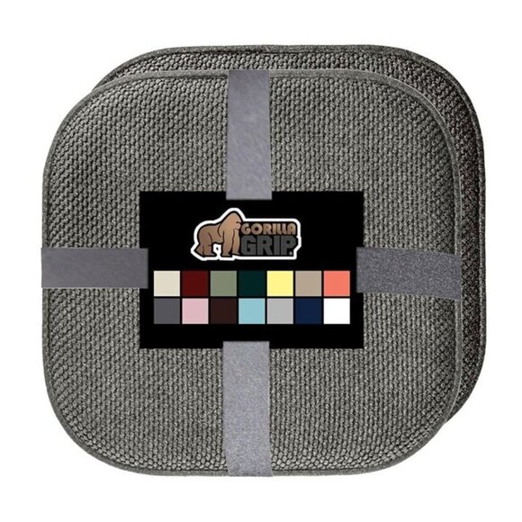 Gorilla Grip Memory Foam Chair Cushions Pads Microfiber Seat Set of 2 16x16 Gray - Picture 1 of 9